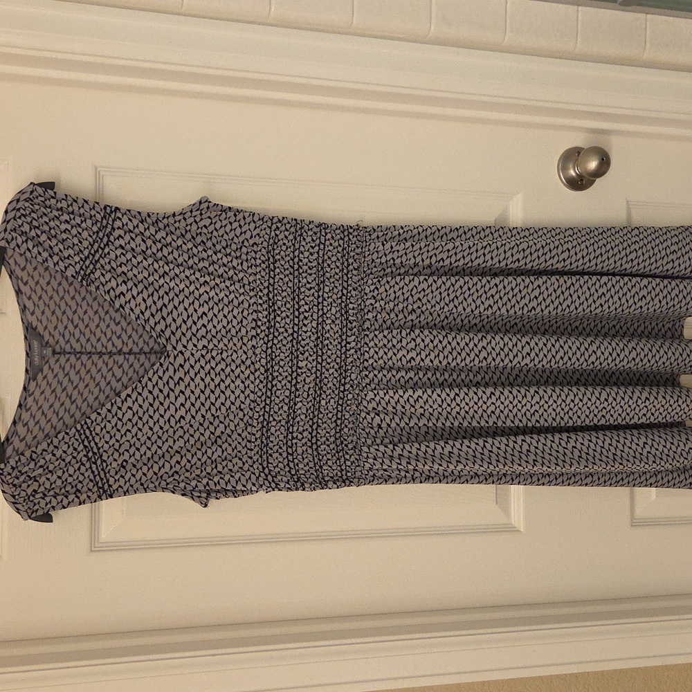 Daisy Fuentes Monochrome Zigzag Sleeveless Midi Dress Size M